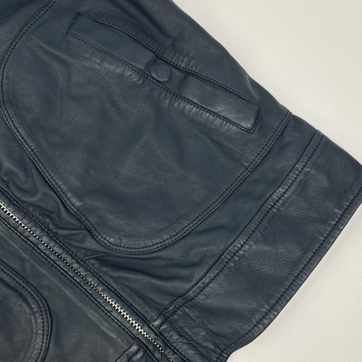 DOLCE&GABBANA G9I33L Lamb Leather Zip Jacket Navy Size 46