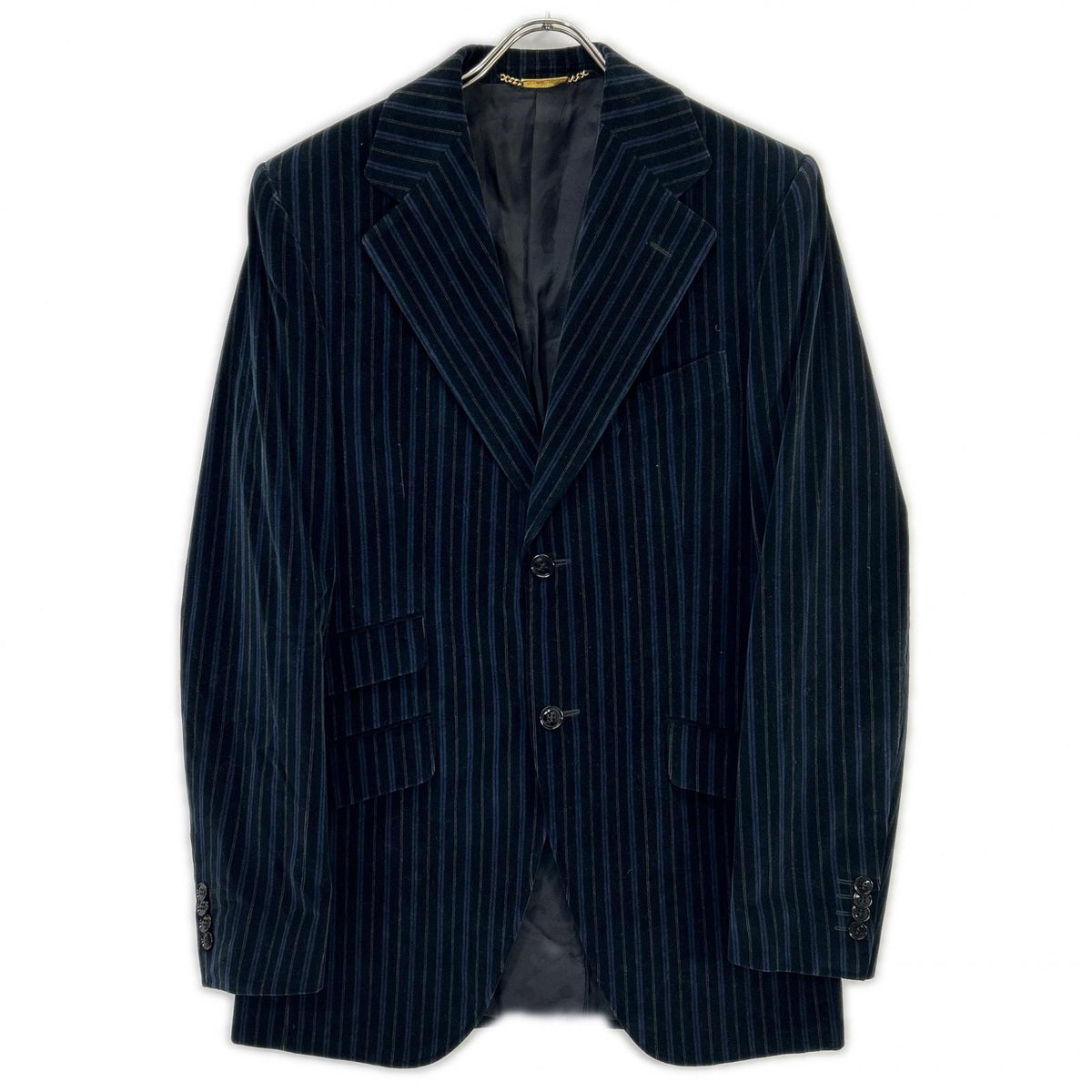 DOLCE&GABBANA G2018T Velour Lined Logo Blazer Navy Size 46