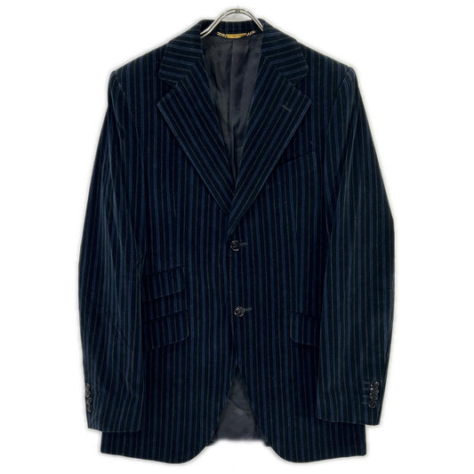 DOLCE&GABBANA G2018T Velour Lined Logo Blazer Navy Size 46