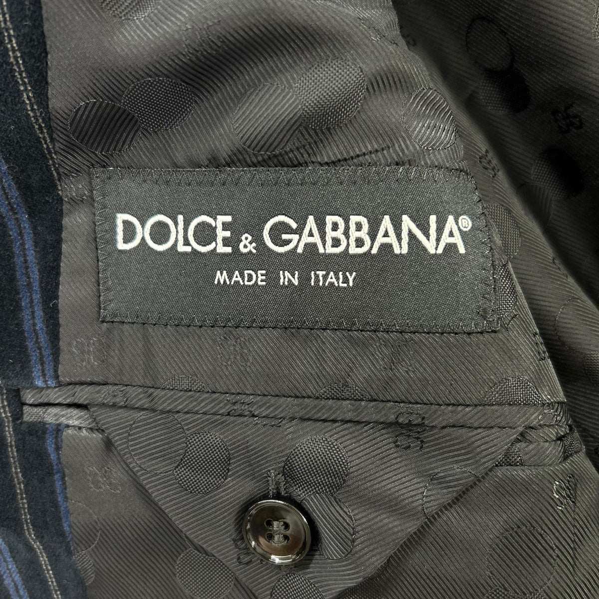 DOLCE&GABBANA G2018T Velour Lined Logo Blazer Navy Size 46
