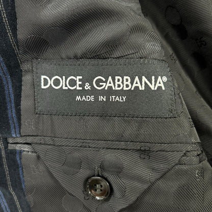 DOLCE&GABBANA G2018T Velour Lined Logo Blazer Navy Size 46