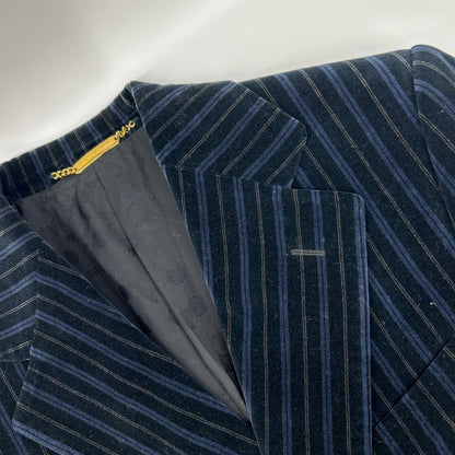 DOLCE&GABBANA G2018T Velour Lined Logo Blazer Navy Size 46