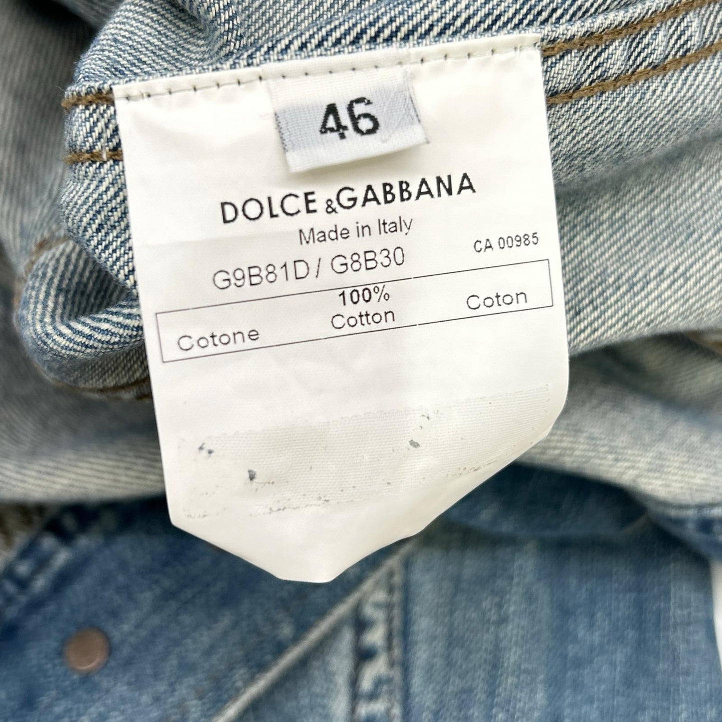 DOLCE&GABBANA G9B81D Indigo Pocketed Denim Jacket Size 46