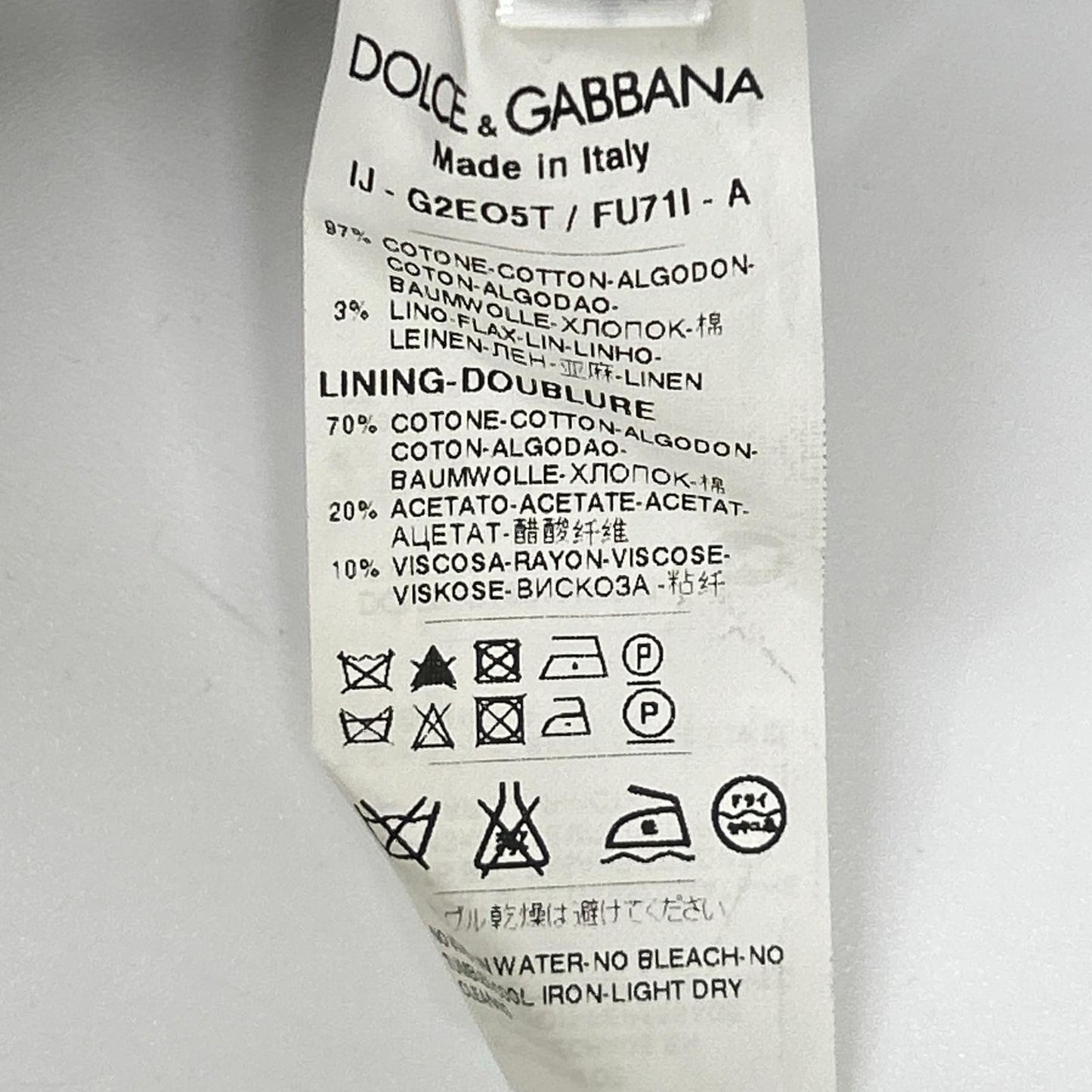DOLCE&GABBANA G2EO5T Cotton Tailored Blazer Gray Size 46