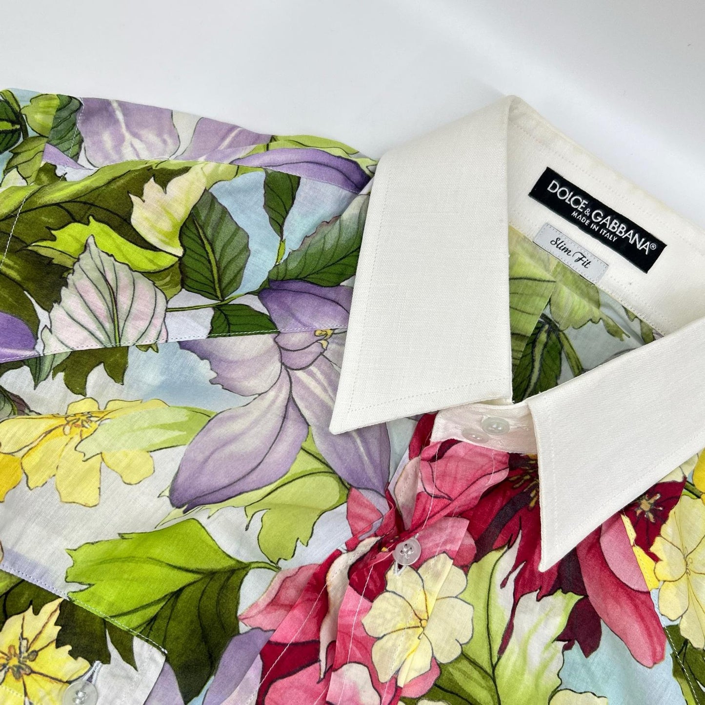 DOLCE&GABBANA Floral Print Color Block Shirt Multi