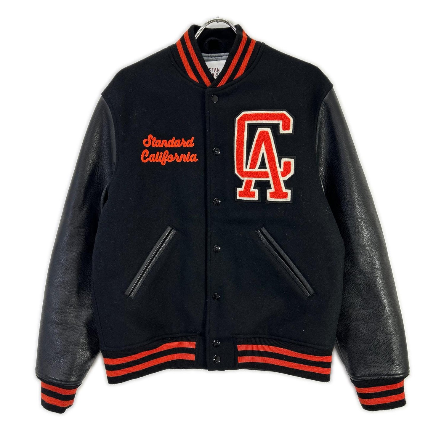STANDARD CALIFORNIA Wool Leather Jacket Orange/Black Size M