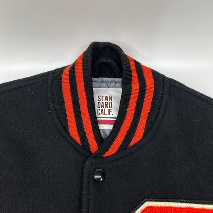 STANDARD CALIFORNIA Wool Leather Jacket Orange/Black Size M