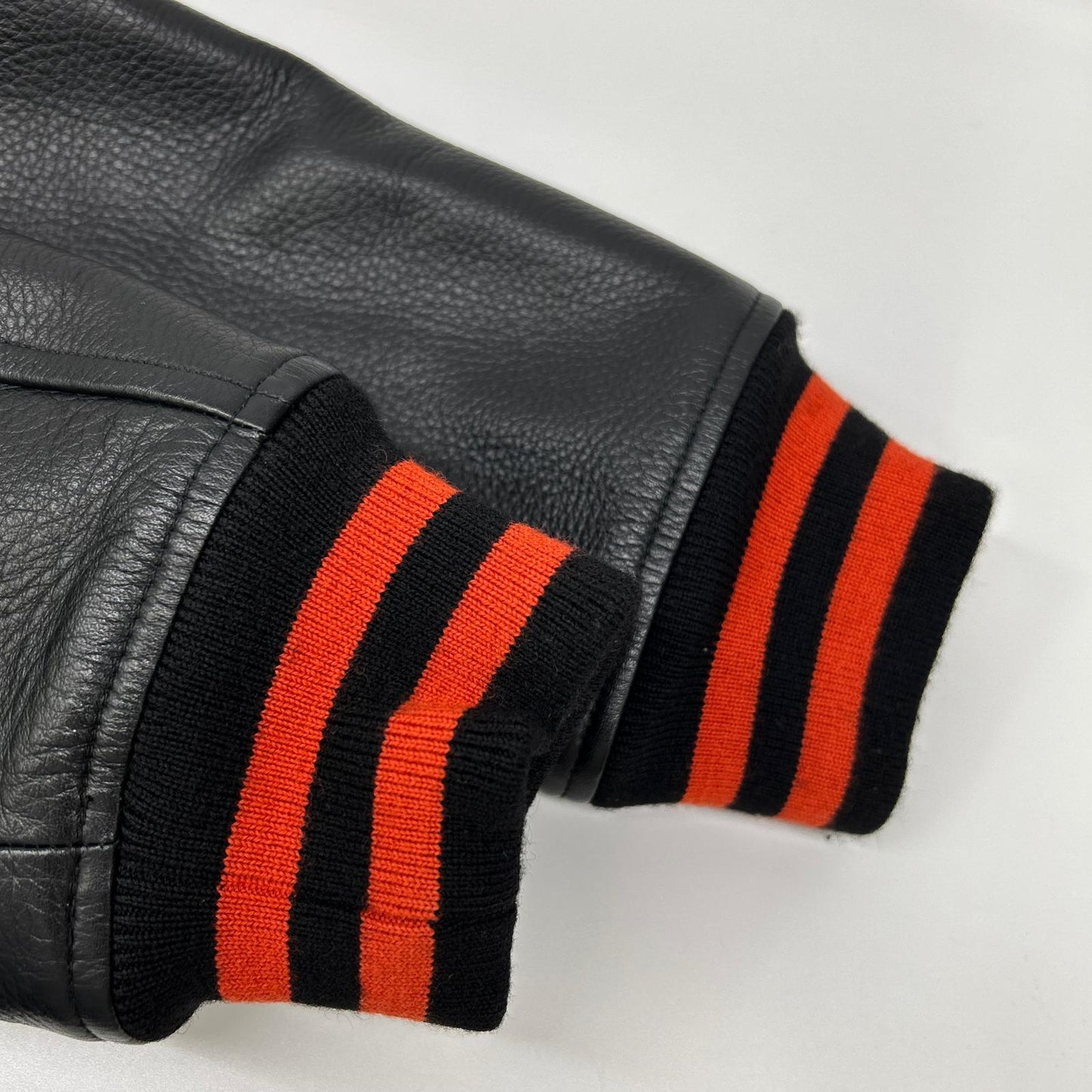 STANDARD CALIFORNIA Wool Leather Jacket Orange/Black Size M