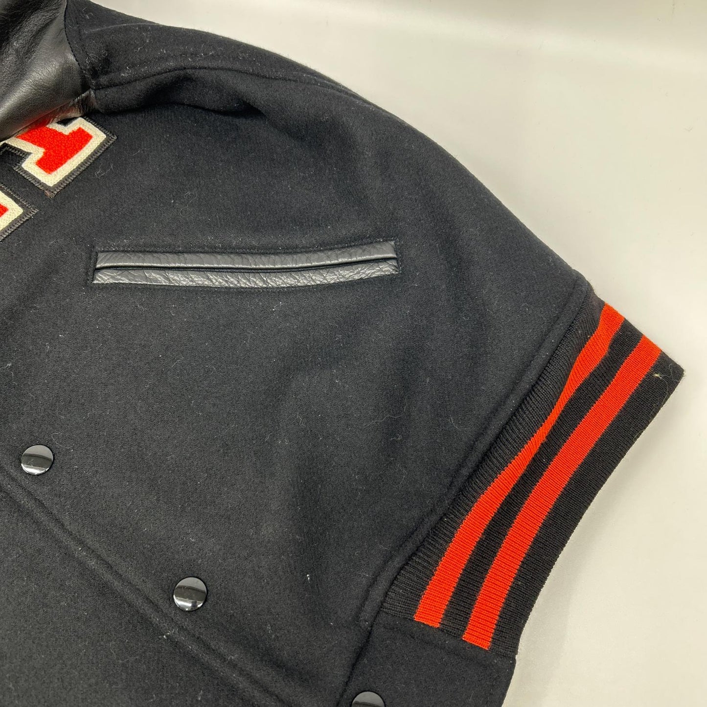 STANDARD CALIFORNIA Wool Leather Jacket Orange/Black Size M