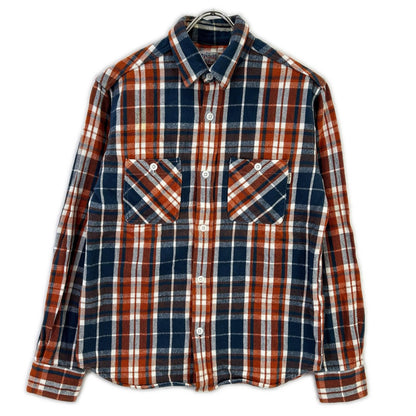 STANDARD CALIFORNIA Cotton Flannel Shirt Orange/Blue Size M