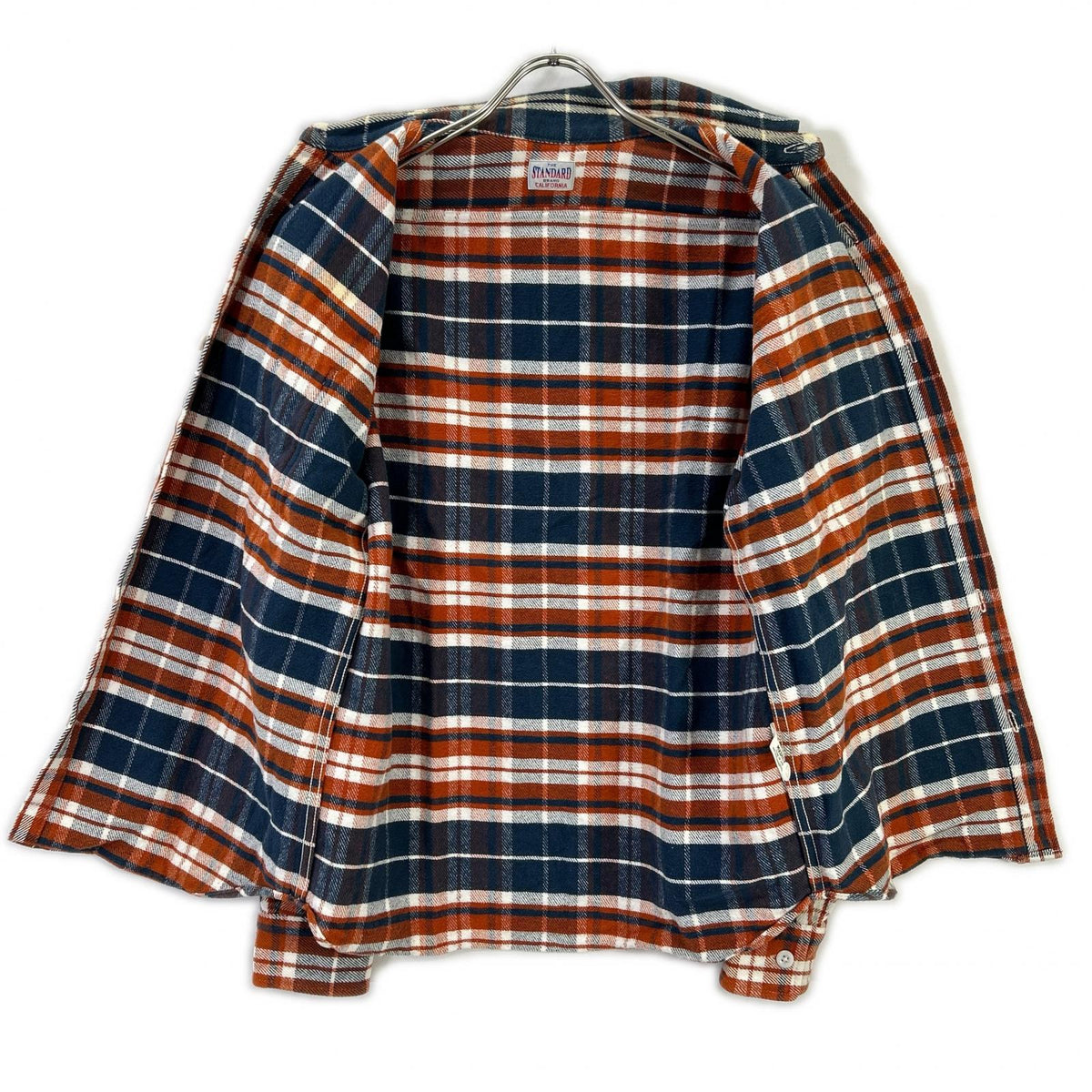 STANDARD CALIFORNIA Cotton Flannel Shirt Orange/Blue Size M
