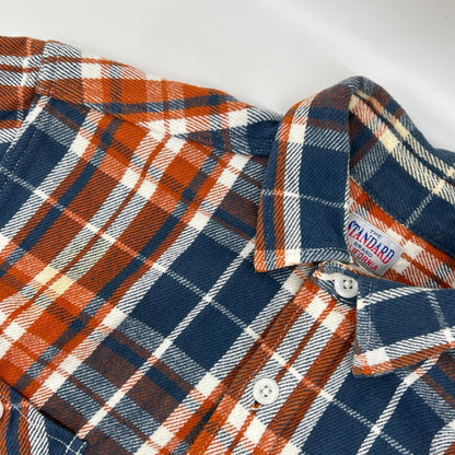 STANDARD CALIFORNIA Cotton Flannel Shirt Orange/Blue Size M