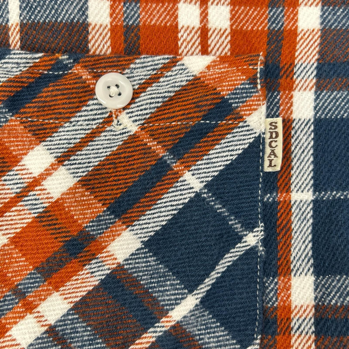 STANDARD CALIFORNIA Cotton Flannel Shirt Orange/Blue Size M