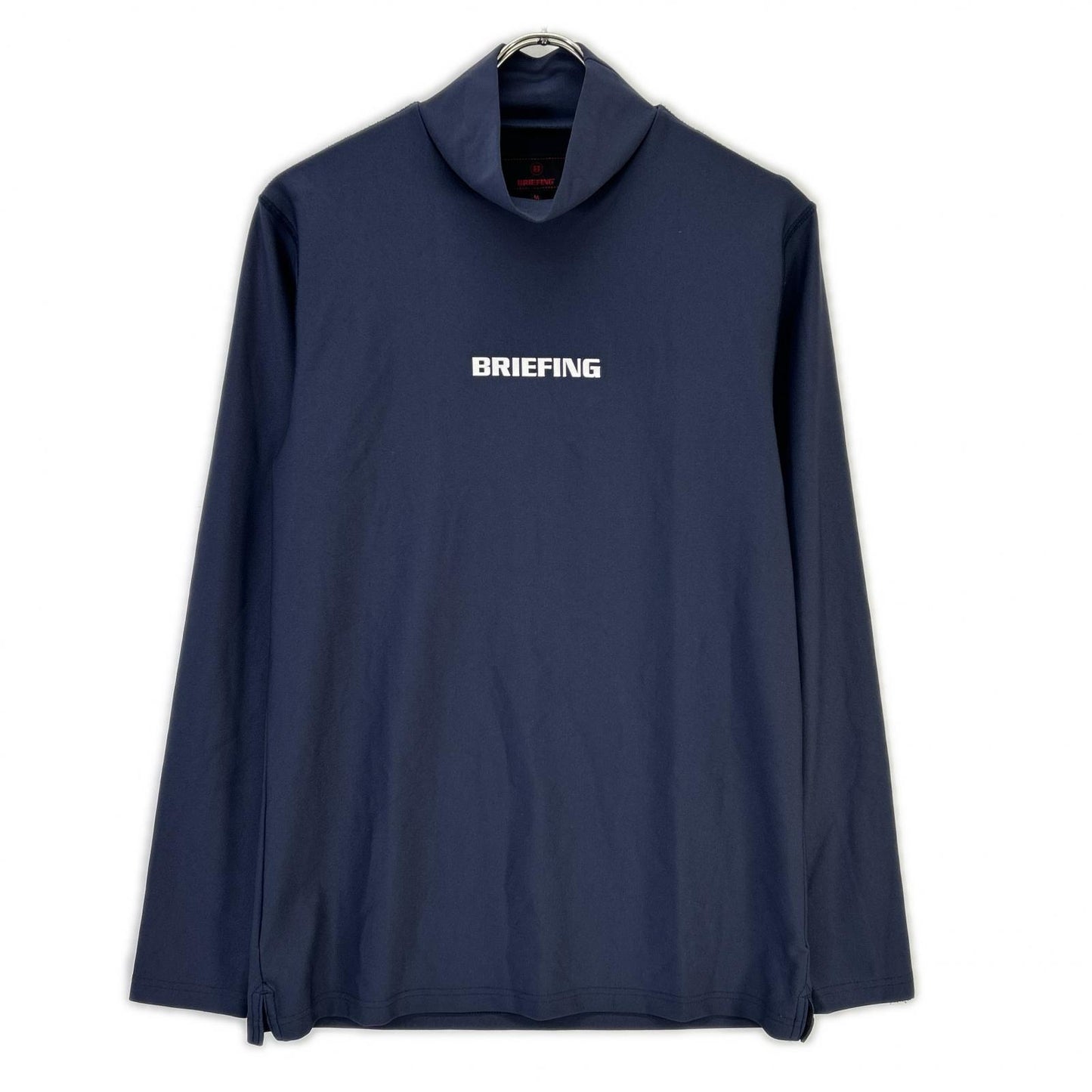 BRIEFING Navy Relaxed Fit High-Neck T-Shirt Size M