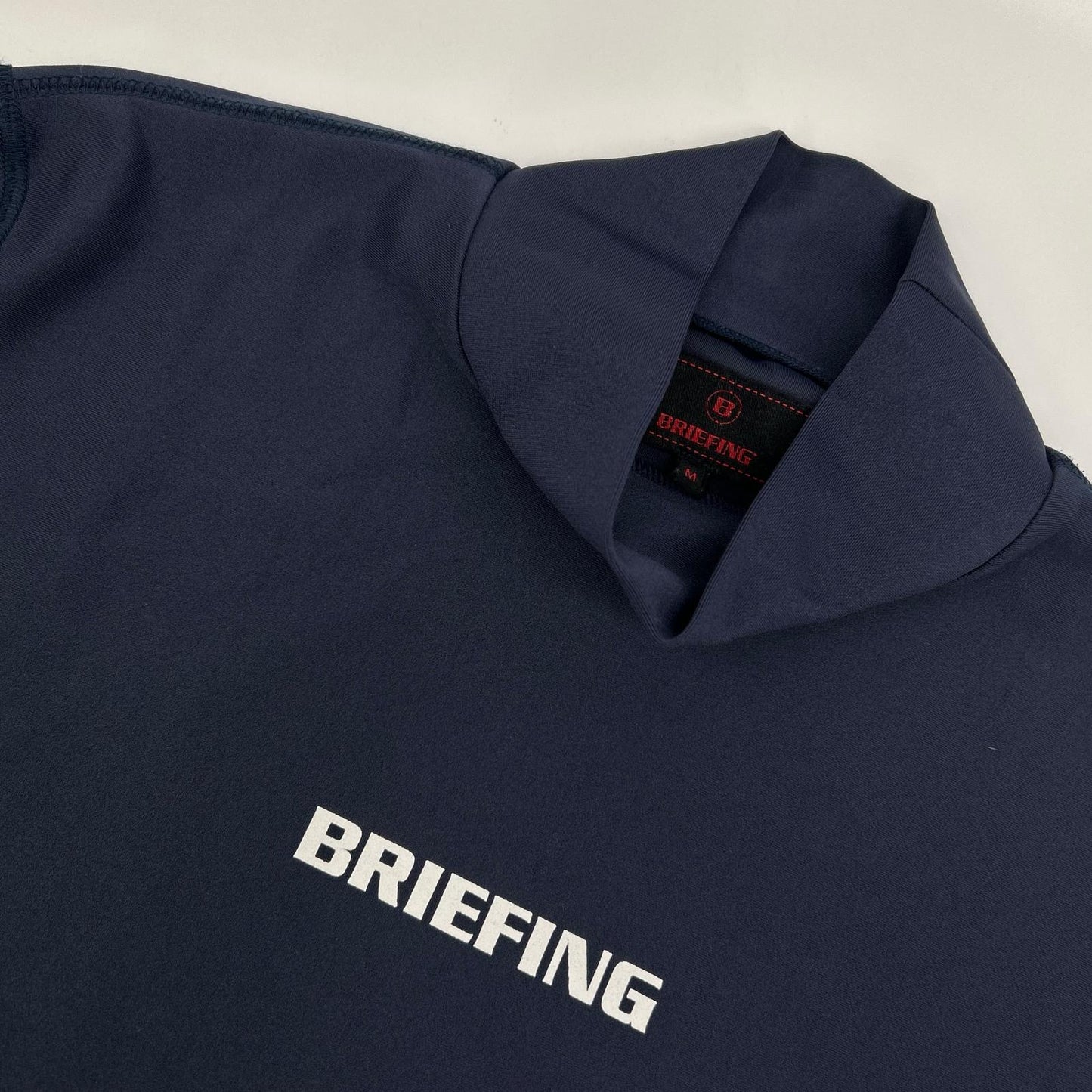 BRIEFING Navy Relaxed Fit High-Neck T-Shirt Size M