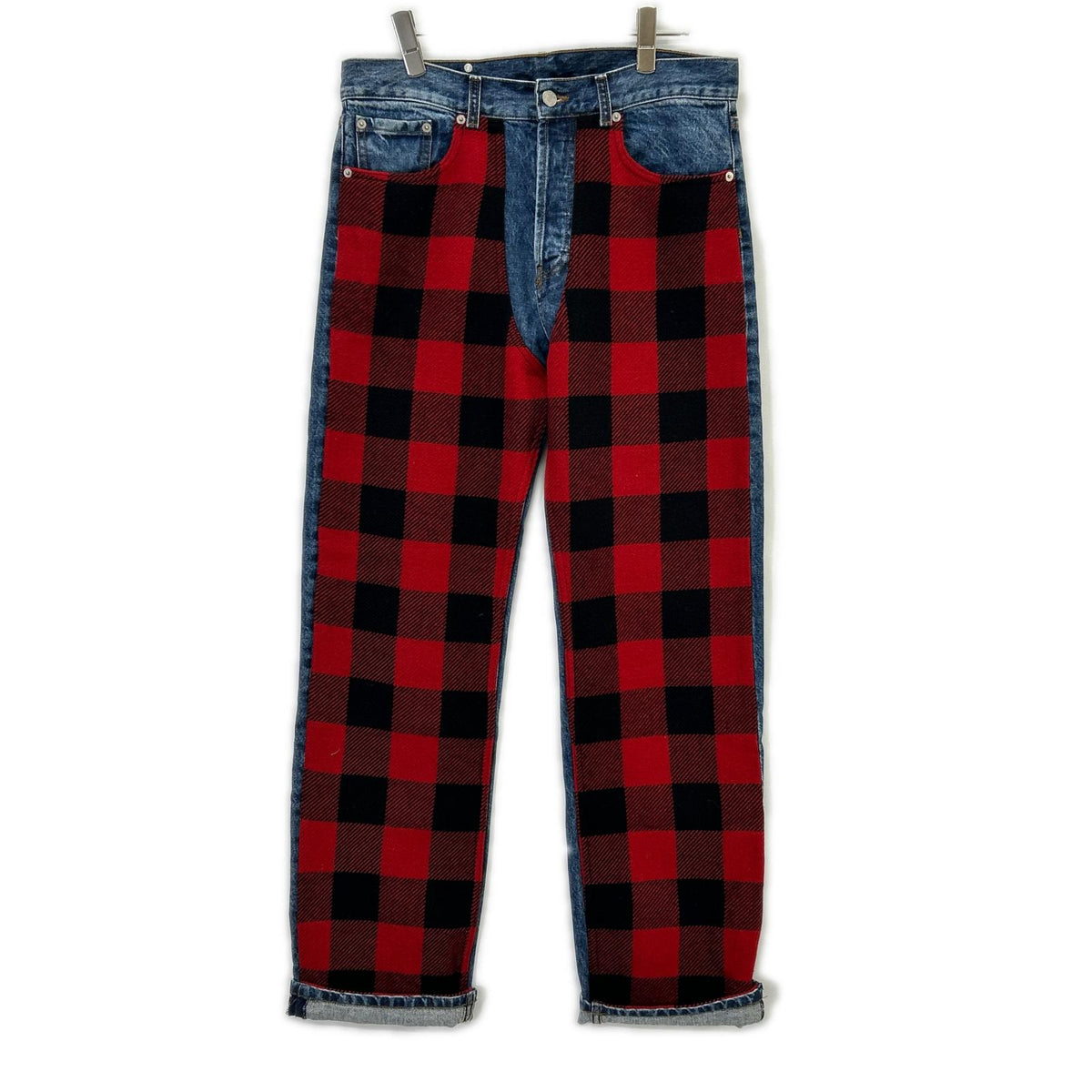 DRIES VAN NOTEN FW17 Indigo Tartan Patchwork Jeans Size 30