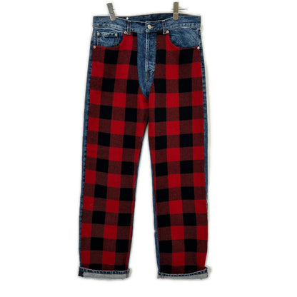 DRIES VAN NOTEN FW17 Indigo Tartan Patchwork Jeans Size 30