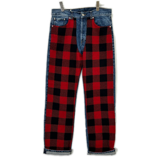 DRIES VAN NOTEN FW17 Indigo Tartan Patchwork Jeans Size 30