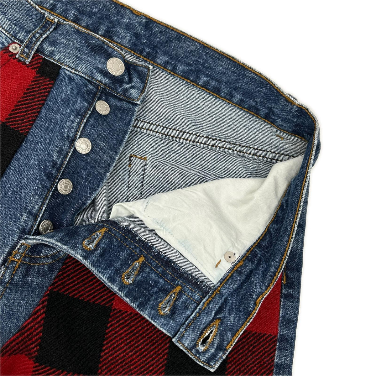 DRIES VAN NOTEN FW17 Indigo Tartan Patchwork Jeans Size 30