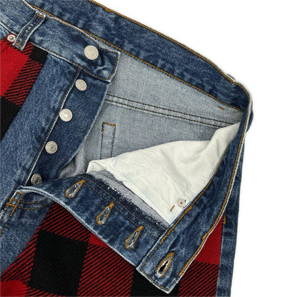 DRIES VAN NOTEN FW17 Indigo Tartan Patchwork Jeans Size 30