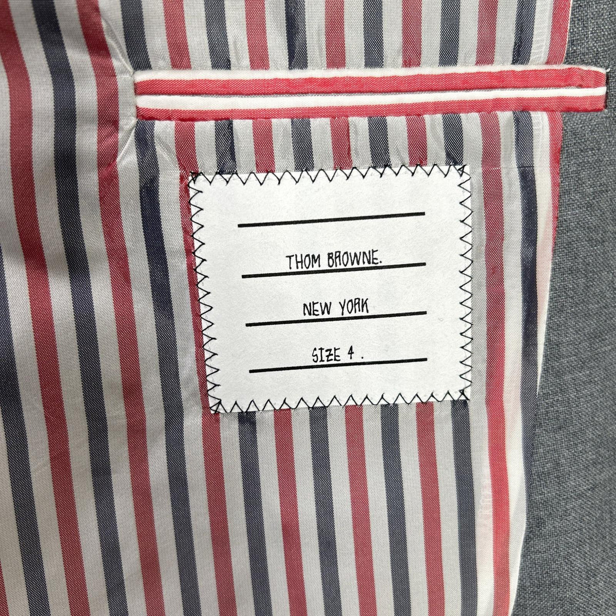 THOM BROWNE MJC187A RWB Arm Selvedge 3B Jacket Gray Size 4