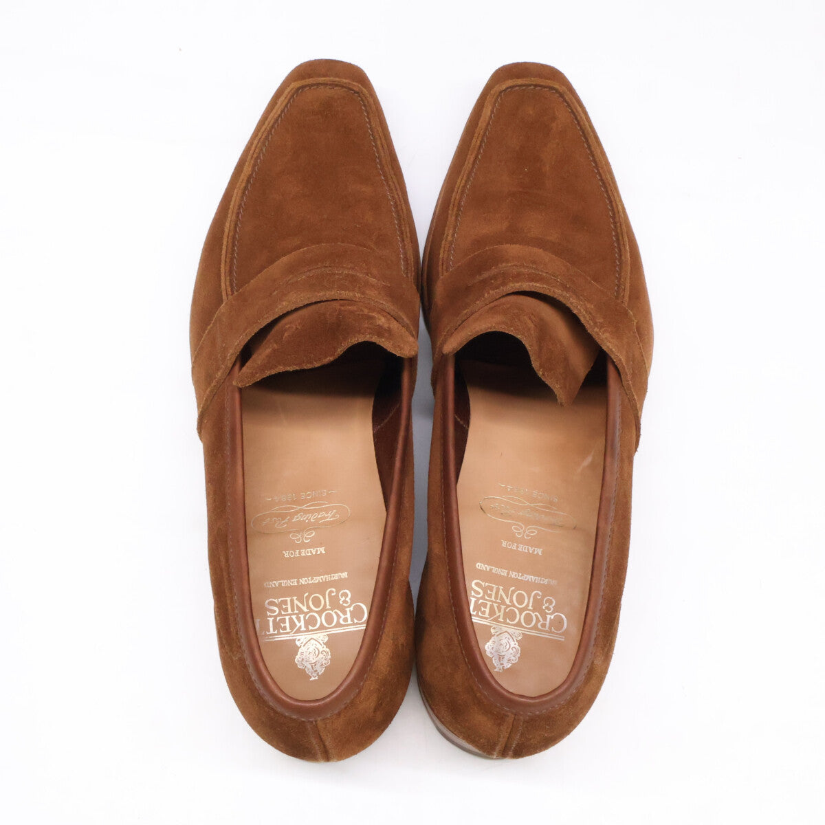 Crockett&Jones Brown Suede Penny Loafers Size 9E