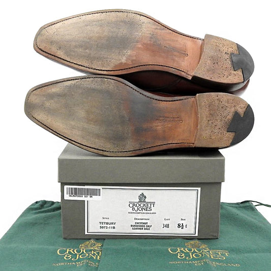 Crockett&Jones Brown Terbury Calf Leather Sneakers Size 8.5