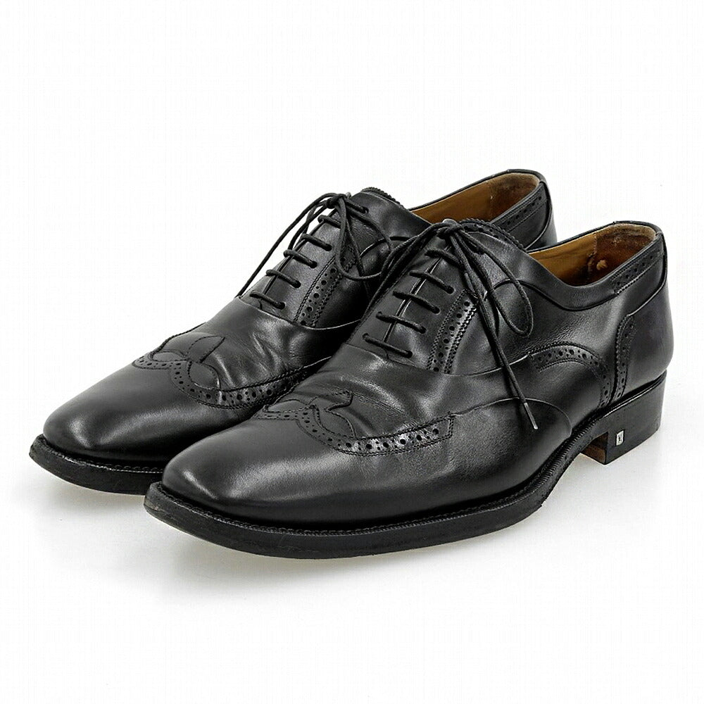 LOUIS VUITTON Wingtip Leather Dress Shoes Black Size 8.5