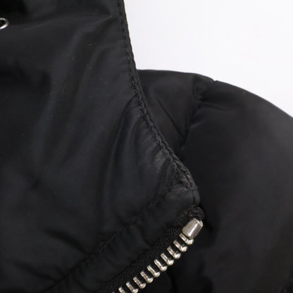 PRADA Triangle Logo Nylon Hooded Down Jacket Black Size 44