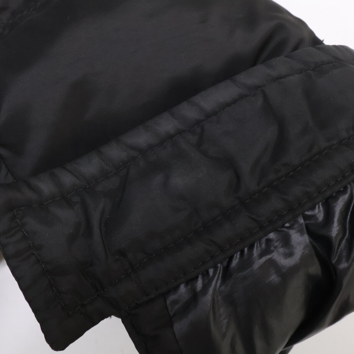 PRADA Triangle Logo Nylon Hooded Down Jacket Black Size 44