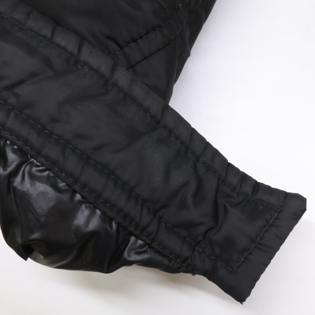 PRADA Triangle Logo Nylon Hooded Down Jacket Black Size 44