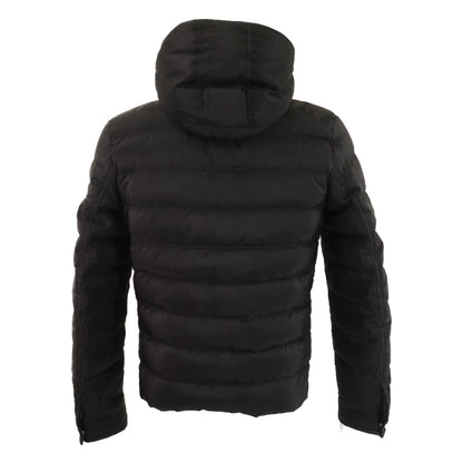 PRADA Triangle Logo Nylon Hooded Down Jacket Black Size 44