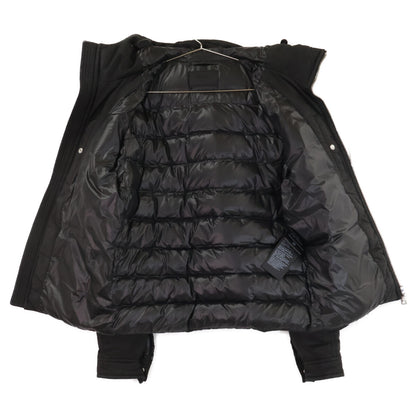 PRADA Triangle Logo Nylon Hooded Down Jacket Black Size 44