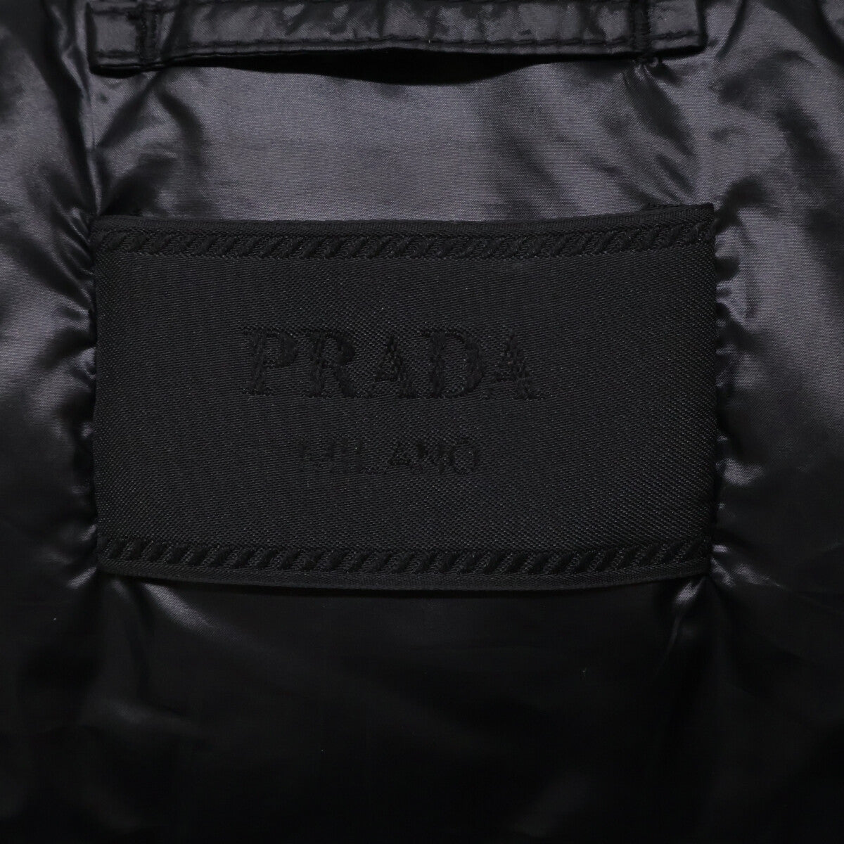 PRADA Triangle Logo Nylon Hooded Down Jacket Black Size 44