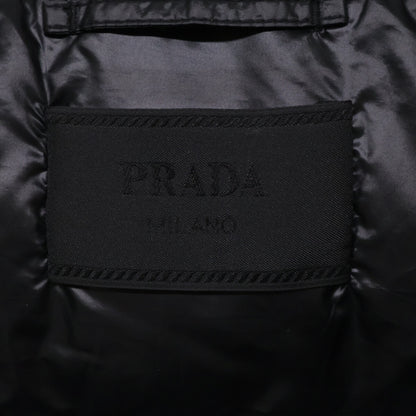 PRADA Triangle Logo Nylon Hooded Down Jacket Black Size 44