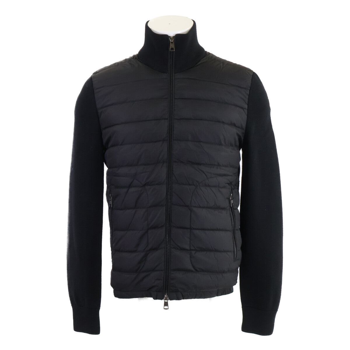 MONCLER Knit Panel Down Jacket Black Size S
