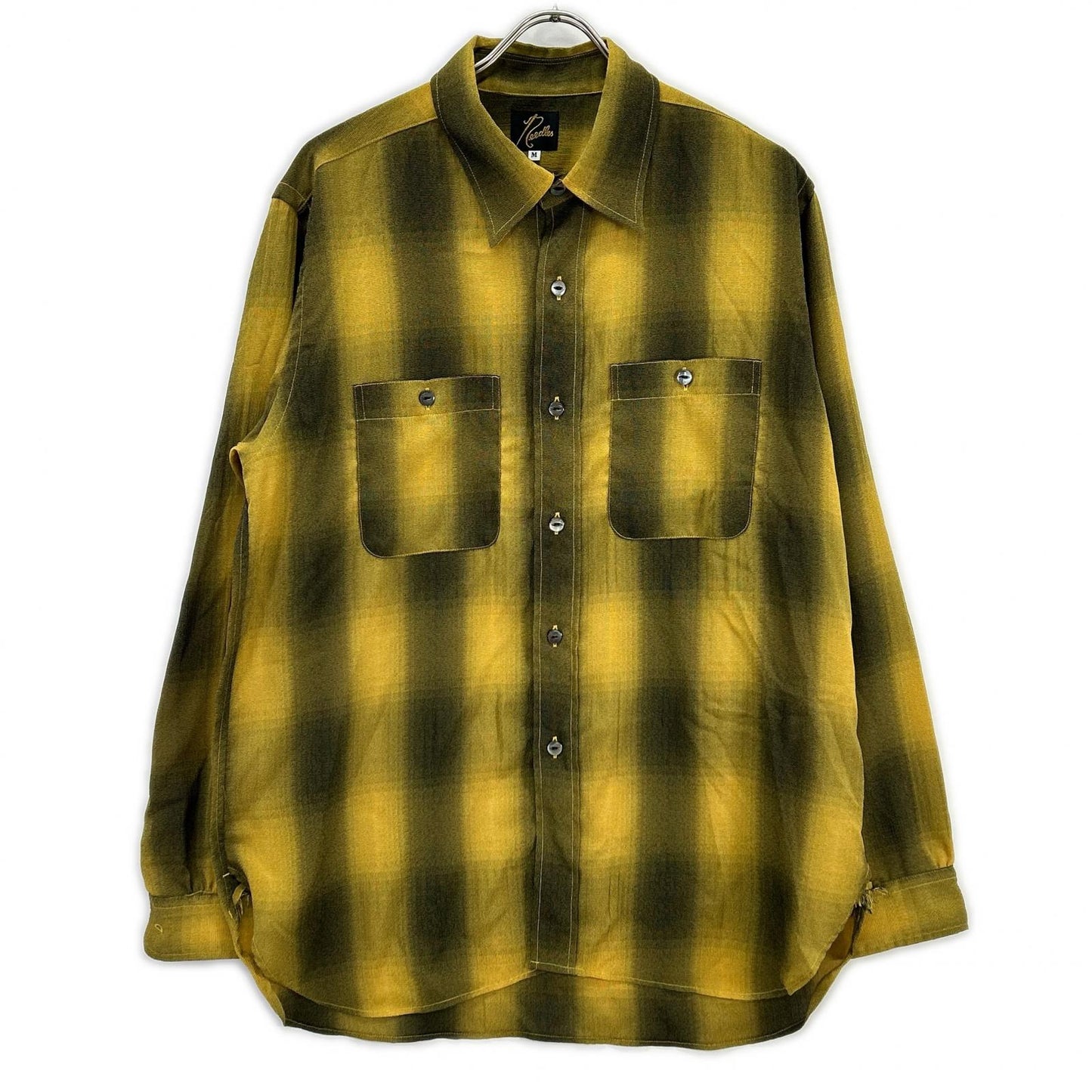 Needles OT159 Ombre Check Work Shirt Yellow/Gray Size M