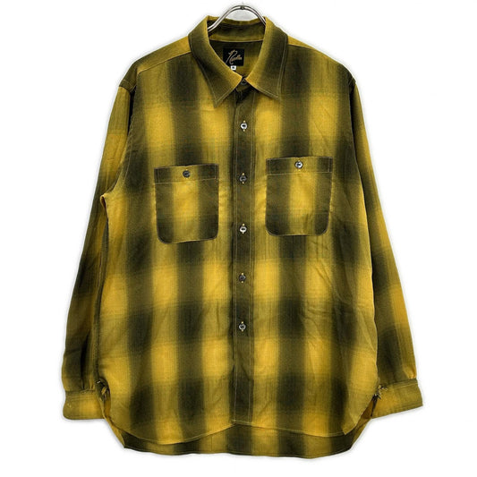 Needles OT159 Ombre Check Work Shirt Yellow/Gray Size M