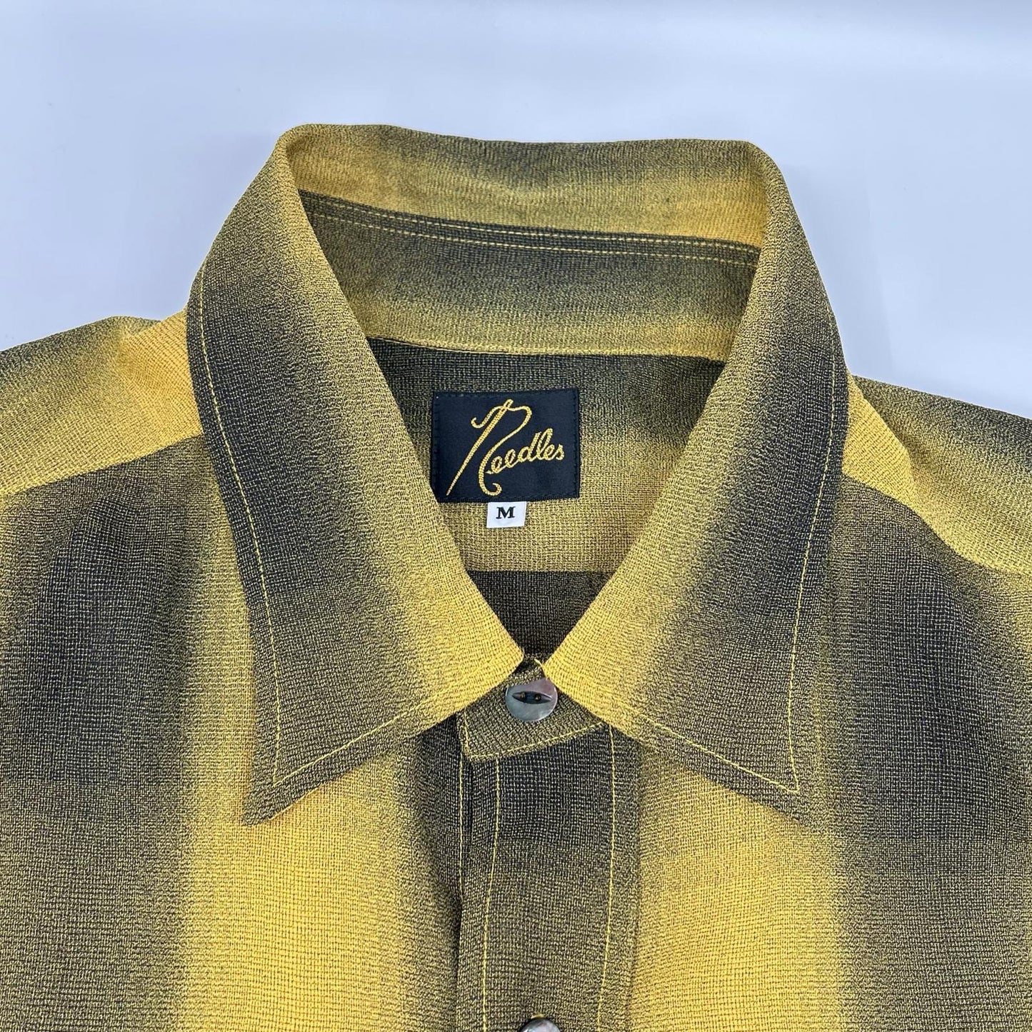 Needles OT159 Ombre Check Work Shirt Yellow/Gray Size M