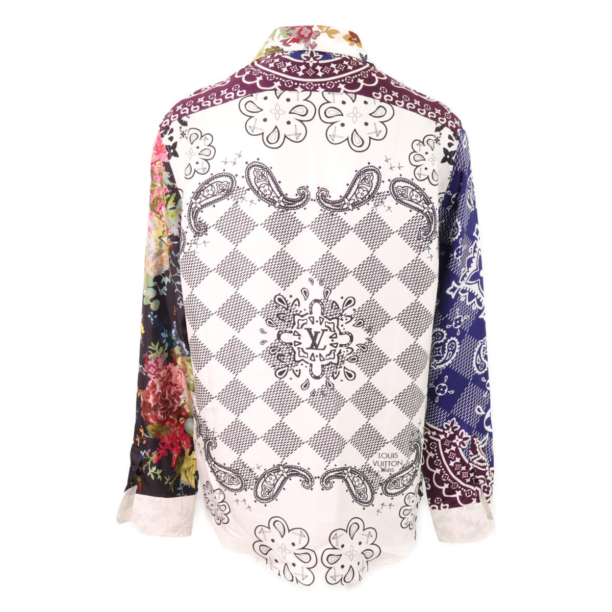 LOUIS VUITTON Multi Silk All-Over Sleeve Shirt Size XL