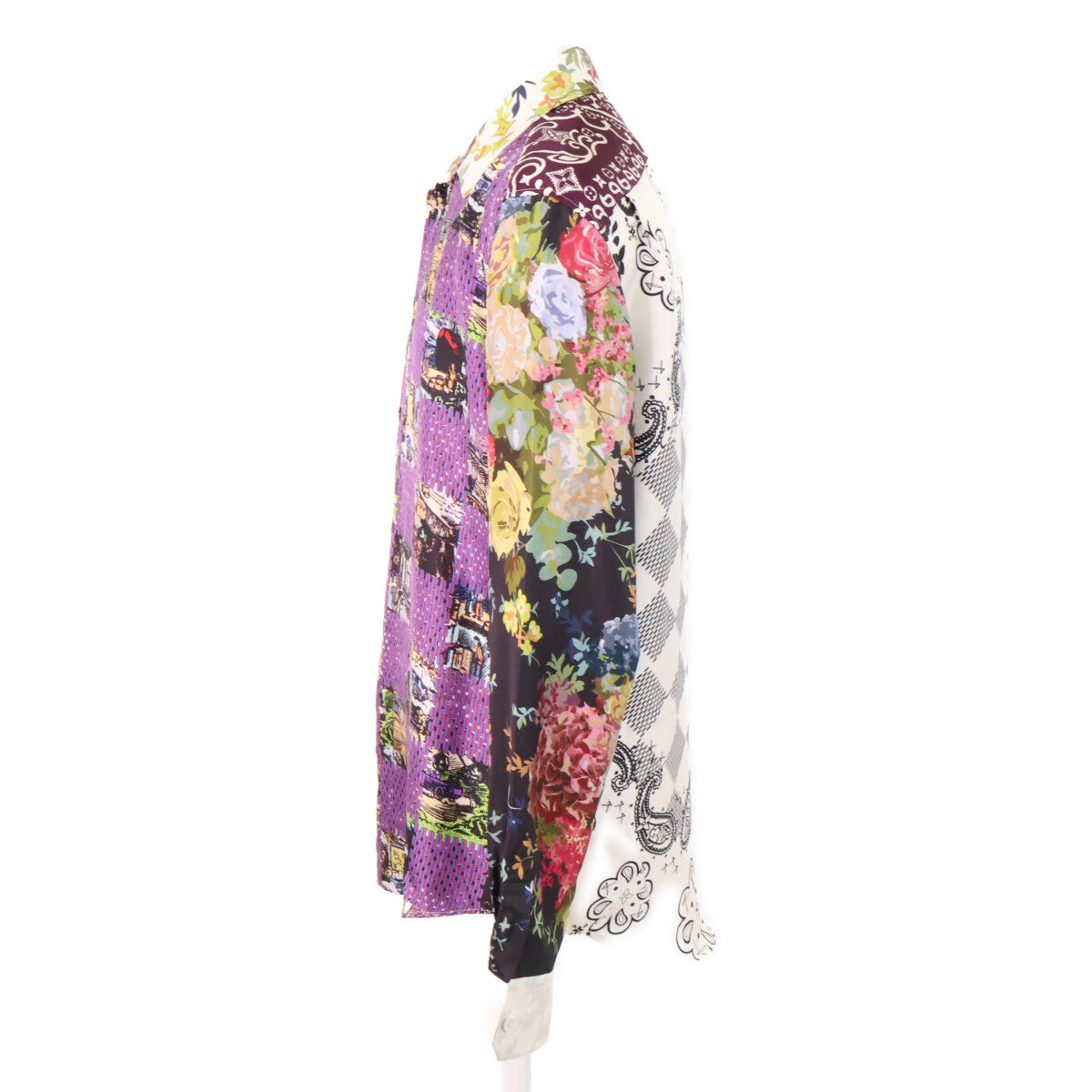 LOUIS VUITTON Multi Silk All-Over Sleeve Shirt Size XL