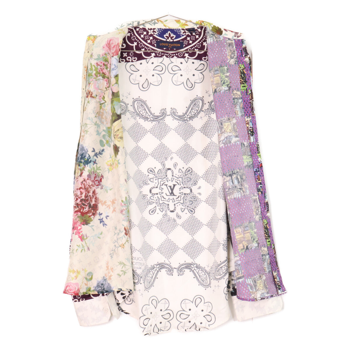 LOUIS VUITTON Multi Silk All-Over Sleeve Shirt Size XL