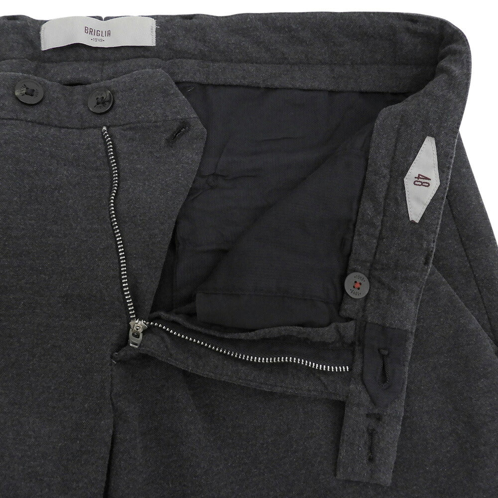 BRIGLIA 1949 SLIM FIT Flat Front Cotton Pants Gray Size 48