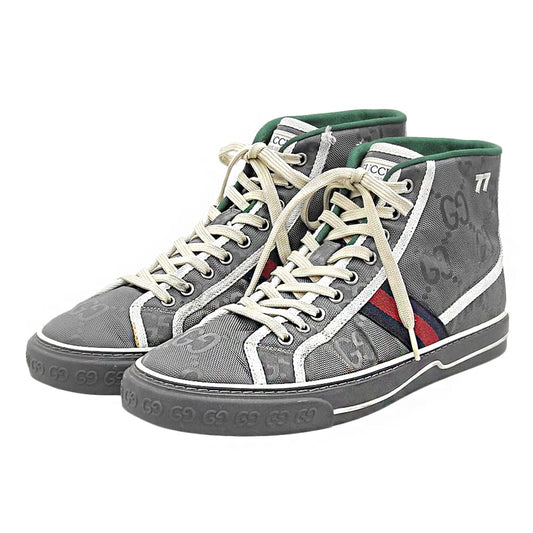 GUCCI TENNIS 1977 Nylon Hi-Top Sneakers Gray Size 9