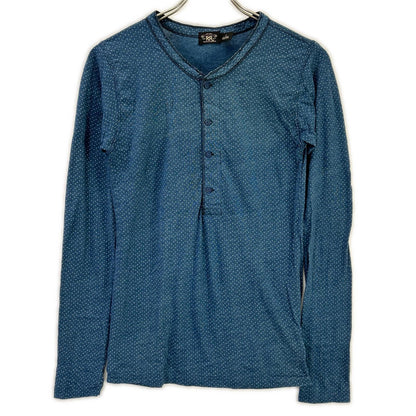 RRL Indigo Dot Henley Long Sleeve Shirt Blue Size 2