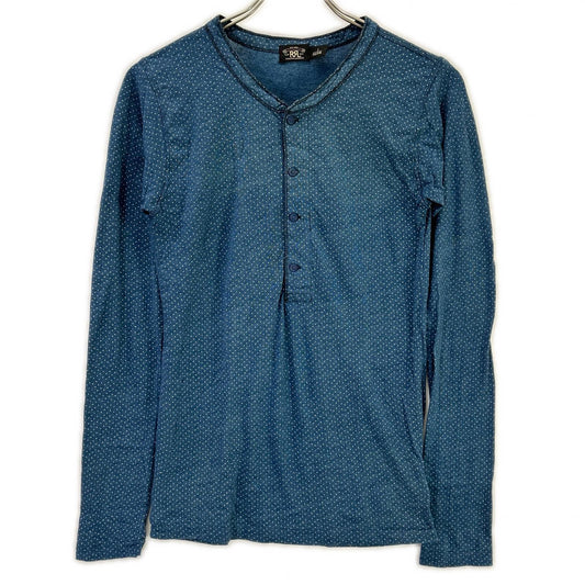 RRL Indigo Dot Henley Long Sleeve Shirt Blue Size 2