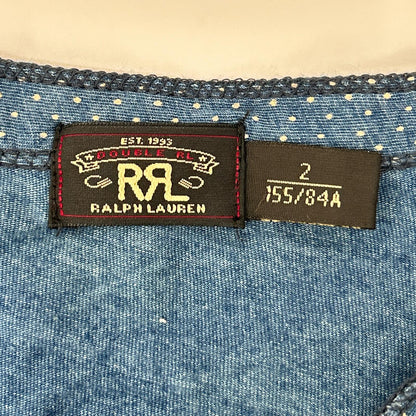 RRL Indigo Dot Henley Long Sleeve Shirt Blue Size 2