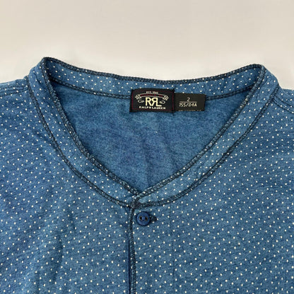RRL Indigo Dot Henley Long Sleeve Shirt Blue Size 2