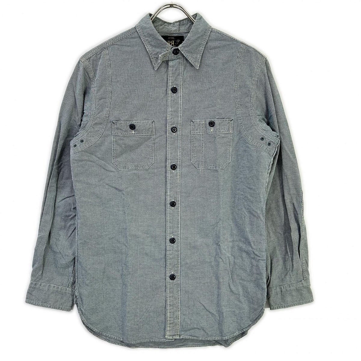 RRL Indigo Houndstooth Long Sleeve Shirt Multi Size XS