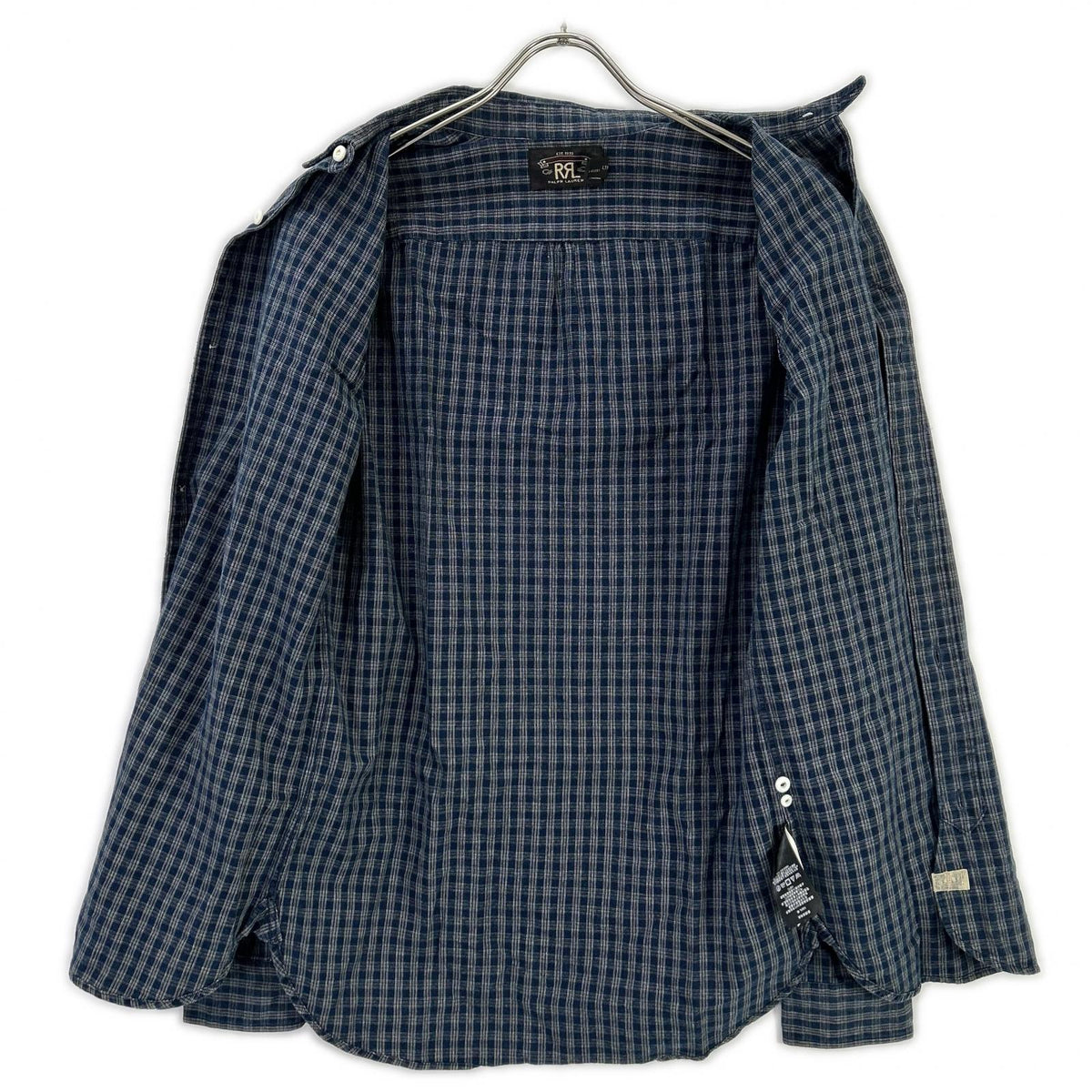 RRL Indigo Dye Check Long Sleeve Shirt Blue Size XS